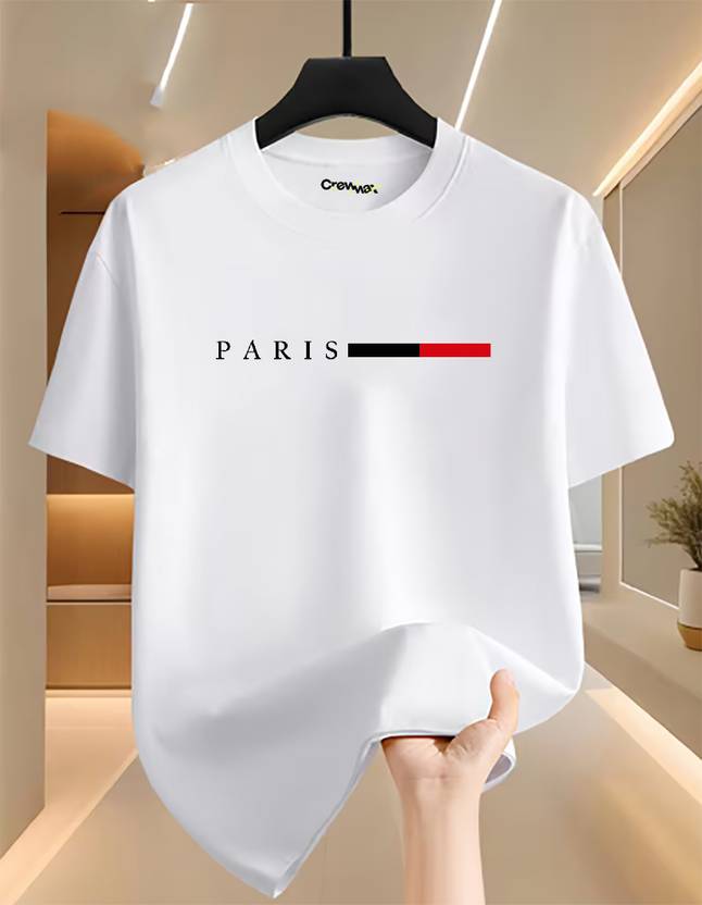 crewmax Printed Men Round Neck White T-Shirt