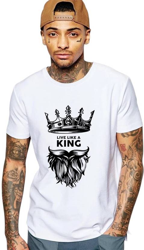 Attirea Men Graphic Print Round Neck Polyester White T-Shirt