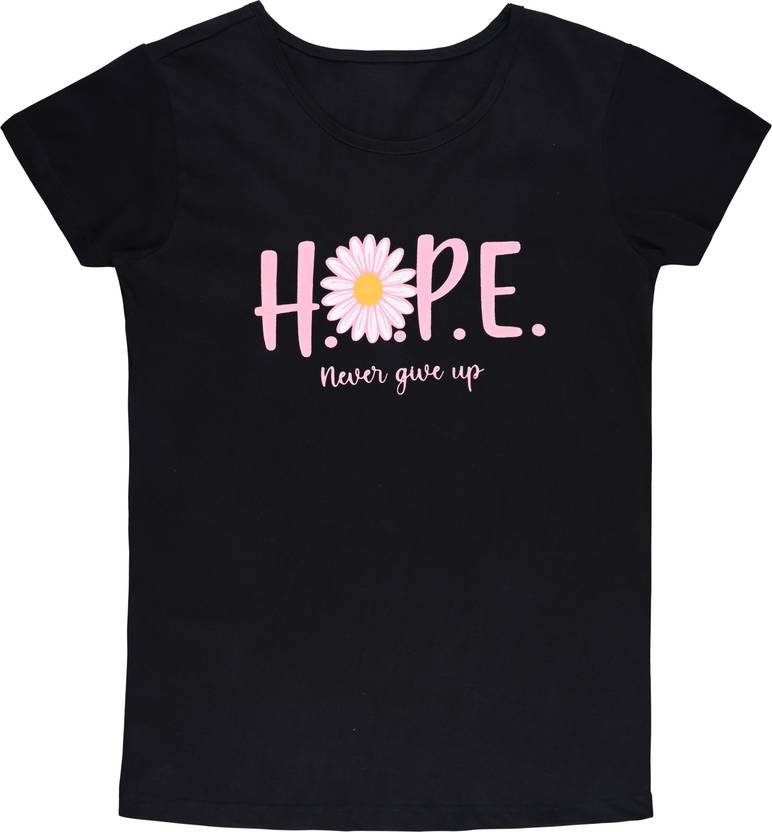 Wishkaro Graphic Print Women Round Neck Black T-Shirt