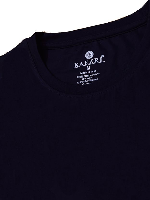 KAEZRI Men Black Cotton T-Shirt - Image 2