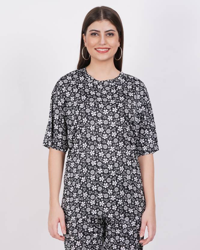 Aileyis Printed Women Round Neck Multicolor T-Shirt