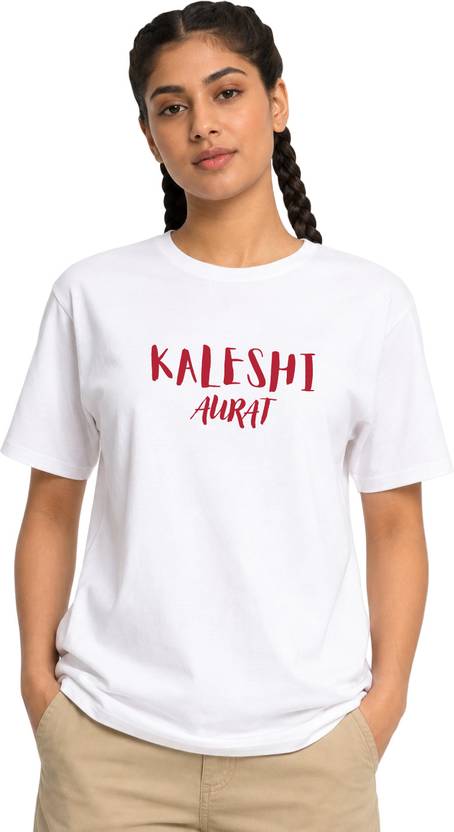 WILDENIC Women Graphic Print Round Neck Pure Cotton White T-Shirt