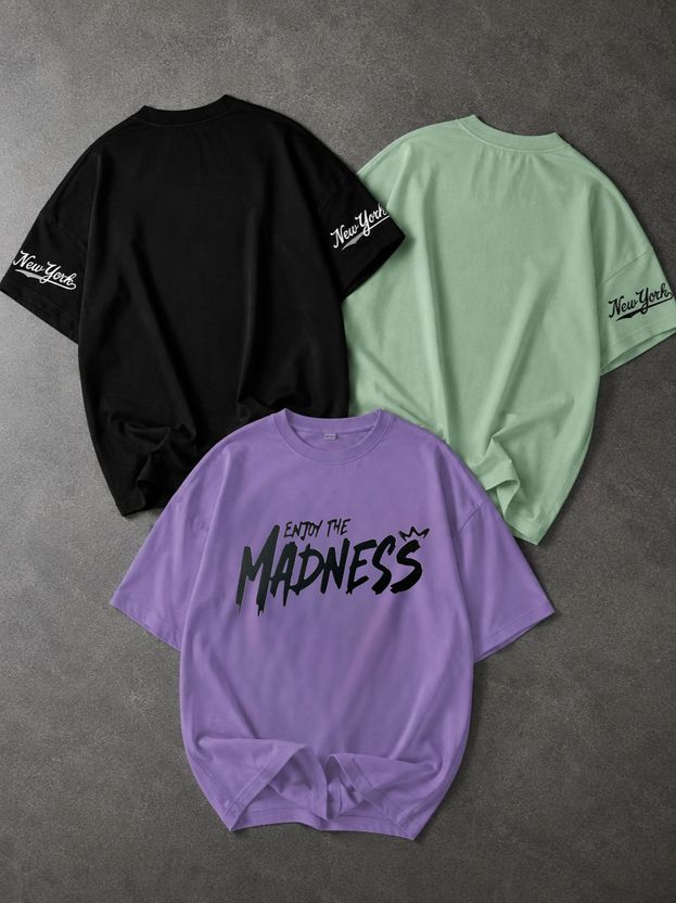 Mexmy 3-Pack Men Black Polycotton T-Shirts Pack of 3 - Image 2