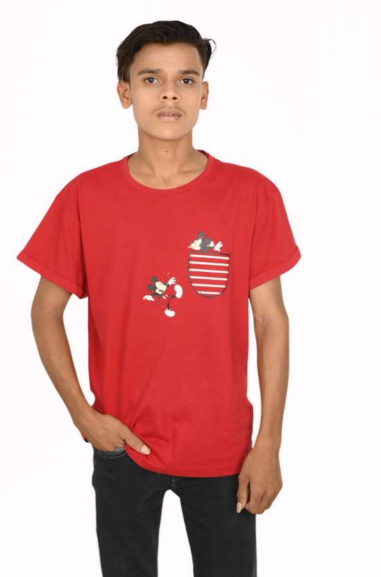Turtlebay Clothing Men Solid Round Neck Polycotton Red T-Shirt
