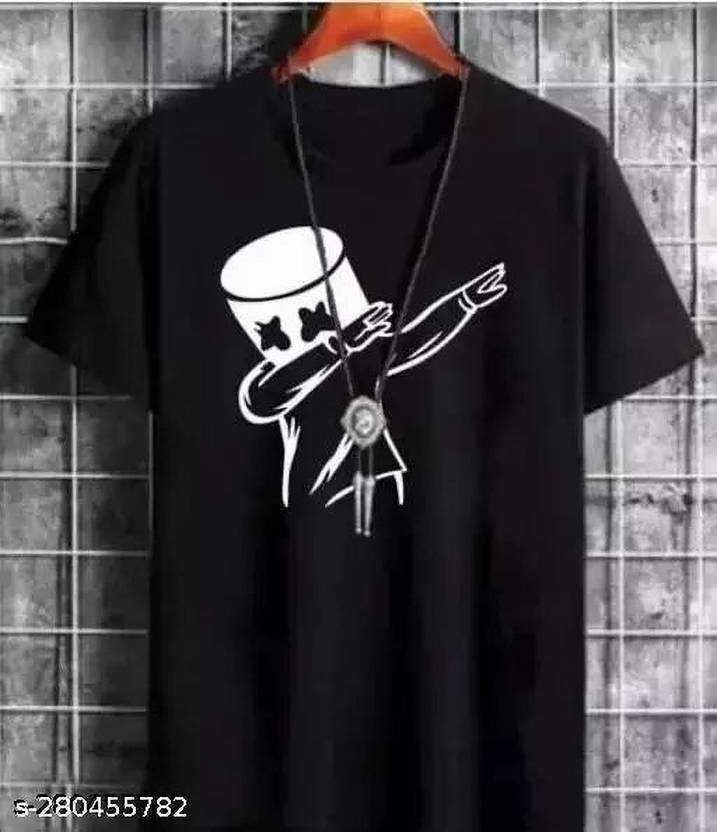 stylesmyth Printed Men Round Neck Black T-Shirt