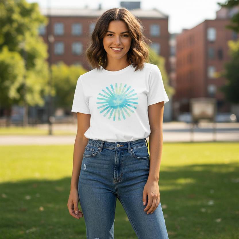 Leriya Fashion Women Tie & Dye Round Neck Cotton Blend White T-Shirt