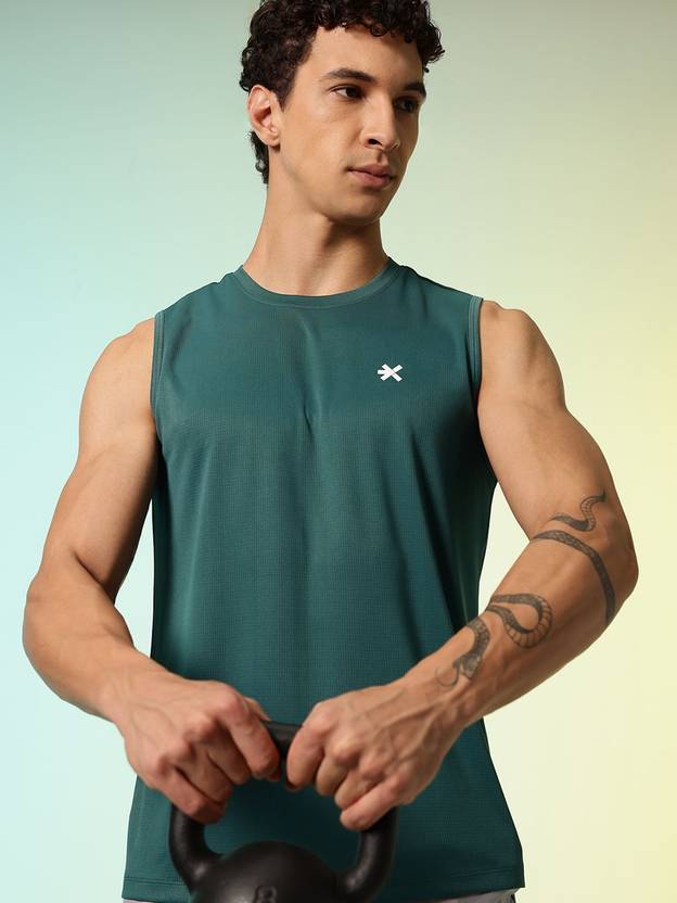 HRX by Hrithik Roshan Women Solid Round Neck Polyester Green T-Shirt