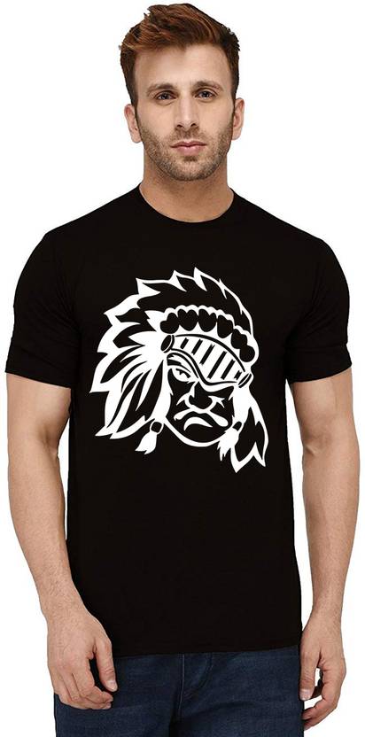 Aseria Men Printed Round Neck Pure Cotton Black T-Shirt
