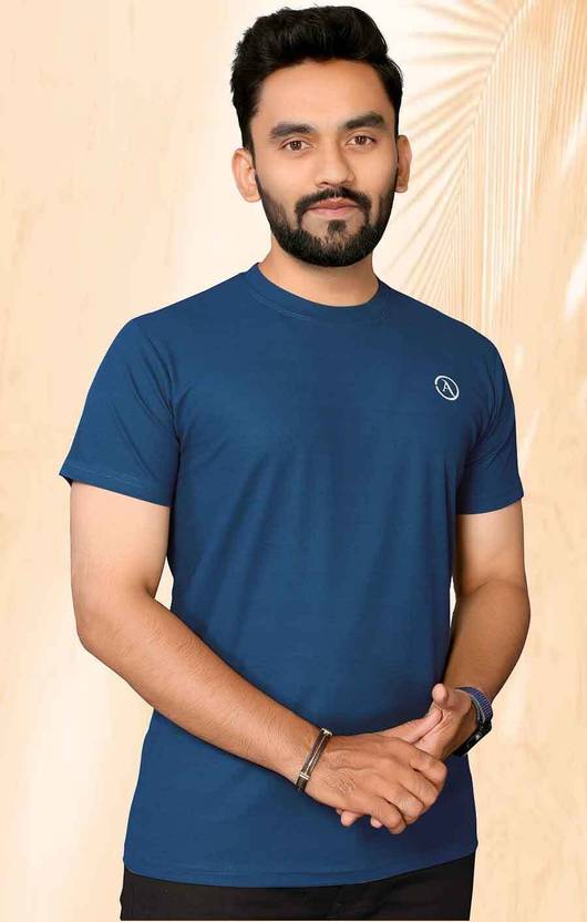 ANAND Printed Men Round Neck Blue T-Shirt