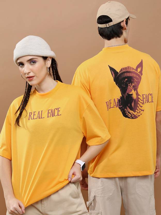 HIGHLANDER Men Printed Round Neck Cotton Blend Yellow T-Shirt