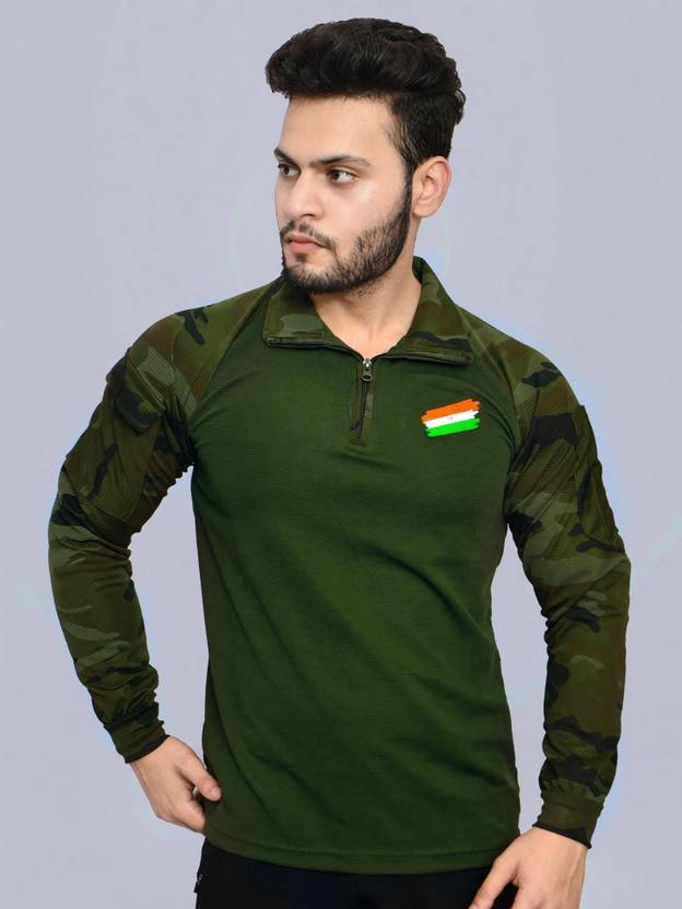 AZYXREN ARMY MILITARY CAMOUFLAGE COMMANDO Men Printed Polo Neck Cotton Blend Multicolor T-Shirt