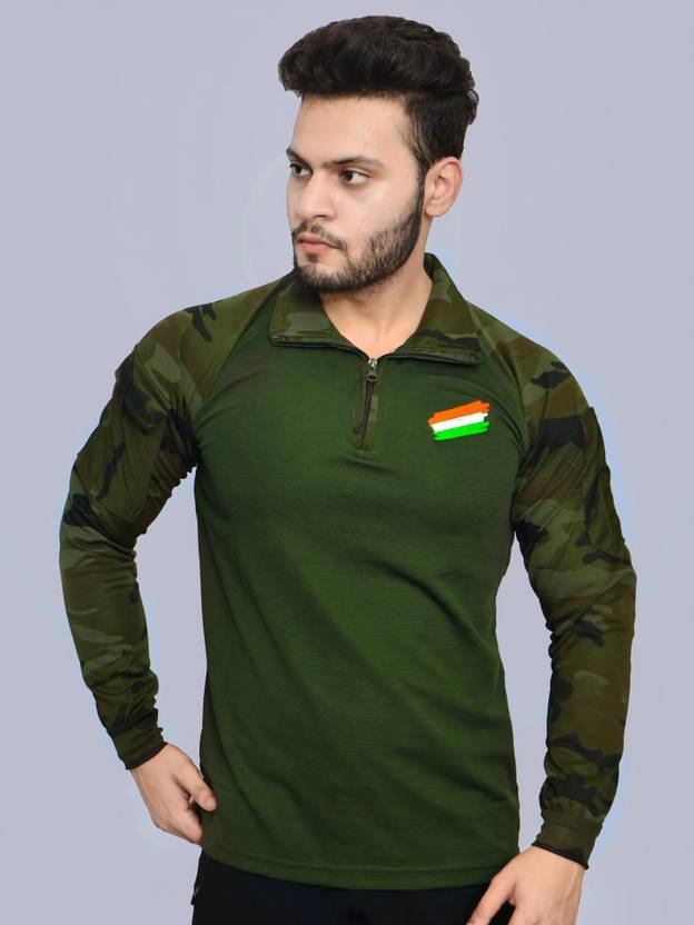 AZYXREN ARMY MILITARY CAMOUFLAGE COMMANDO Men Printed Polo Neck Cotton Blend Multicolor T-Shirt