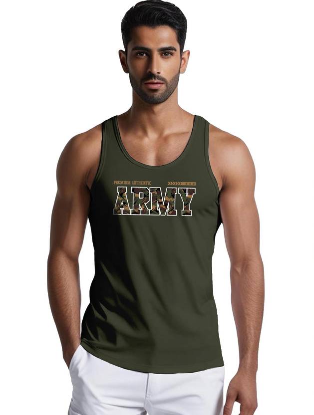 PeppyZone Men Printed, Typography Round Neck Pure Cotton Dark Green T-Shirt