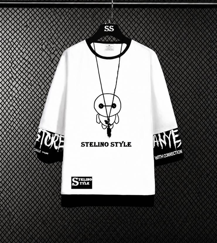 MUUNKEY Men Printed Round Neck Pure Cotton White T-Shirt