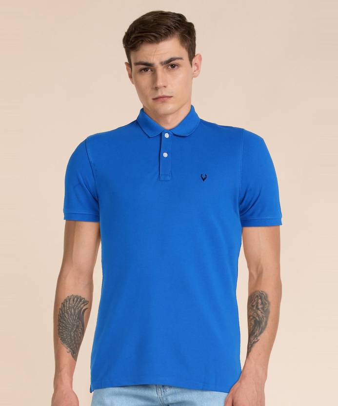 Allen Solly Solid Men Polo Neck Blue T-Shirt - Buy Allen Solly Solid