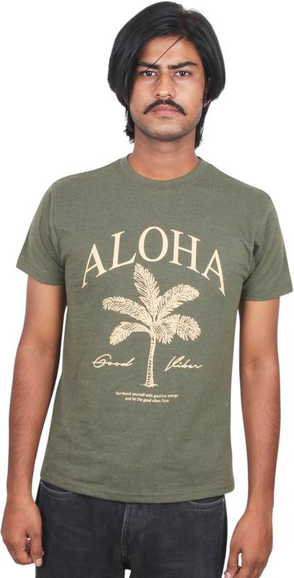 Turtlebay Clothing Men Solid Round Neck Reversible Polyester Green T-Shirt