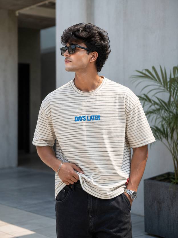 Boldfit menswear Printed Men Round Neck Beige, Grey T-Shirt