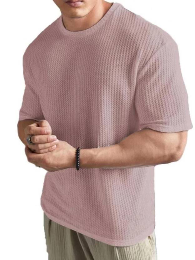 LEGACY LOOK Couple Striped Round Neck Polycotton Pink T-Shirt