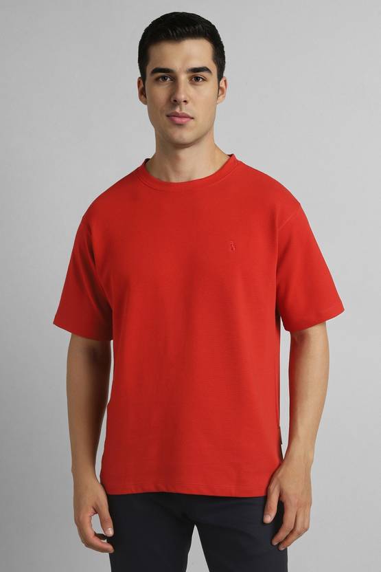 Simon Carter London Solid Men Crew Neck Red T-Shirt