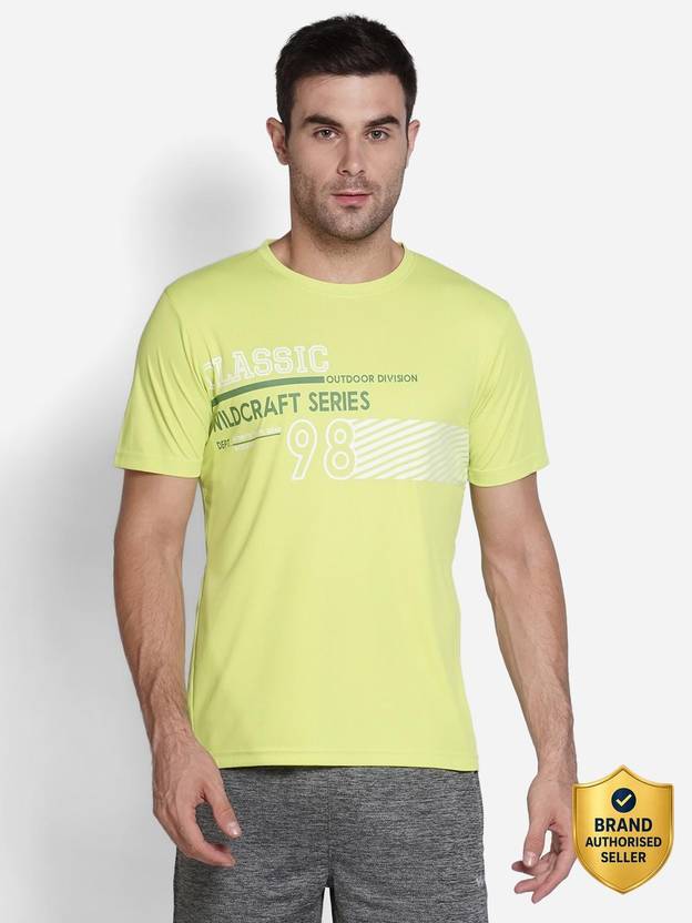 Wildcraft Men Graphic Print Polo Neck Polyester Yellow T-Shirt