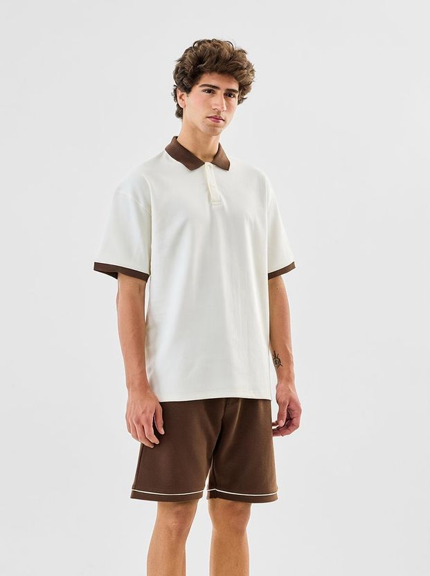 Snitch Men White Cotton Polo Neck T-Shirt - Image 1