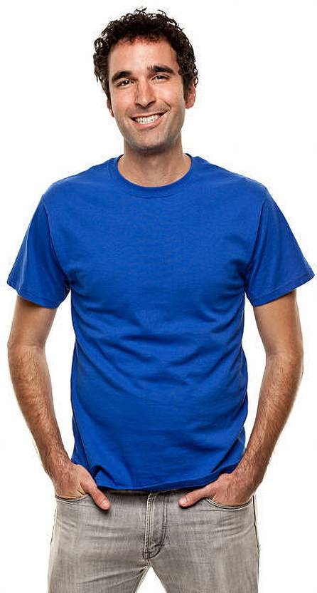 Sample Men Printed V Neck Pure Cotton Blue T-Shirt