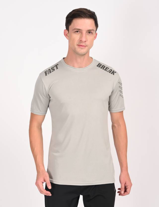 3colors Men Solid Round Neck Polyester Grey T-Shirt