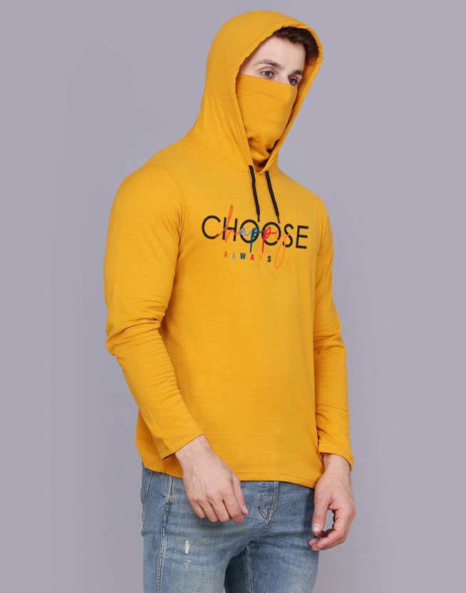 TEEFOX Typography Men Hooded Neck Black T-Shirt - Image 7