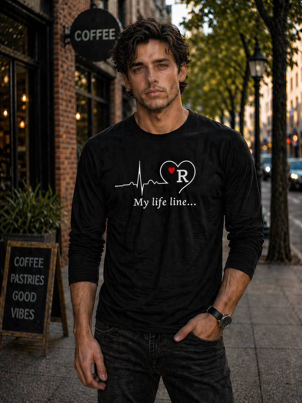 ApheFashion Men Typography Round Neck Polyester Black T-Shirt