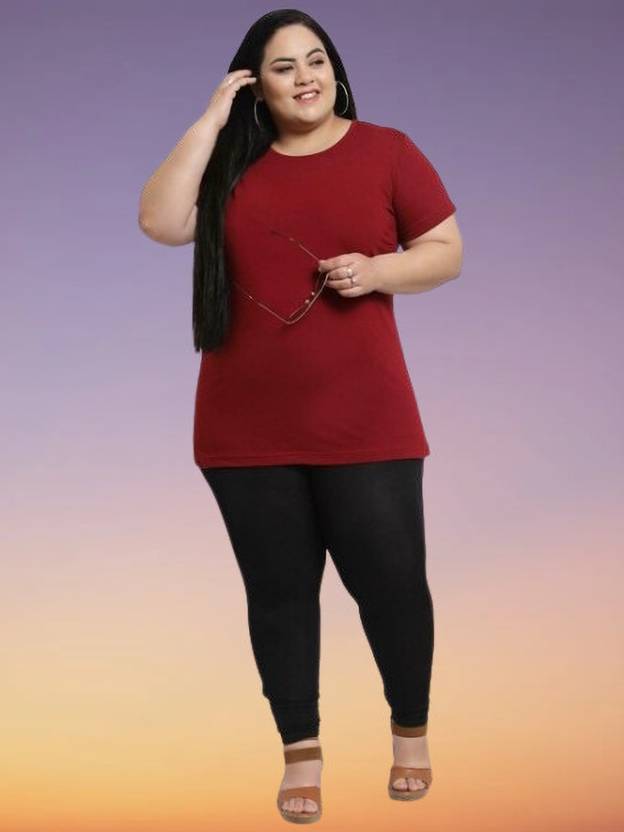 ANUBHAVGARMENT Solid Women Round Neck Red T-Shirt