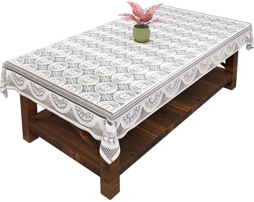 HOMESTIC Cotton 4 Seater Self Design Table Cover