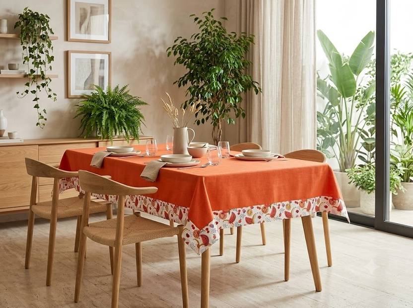 banana berry Cotton 4 Seater Floral Table Cover
