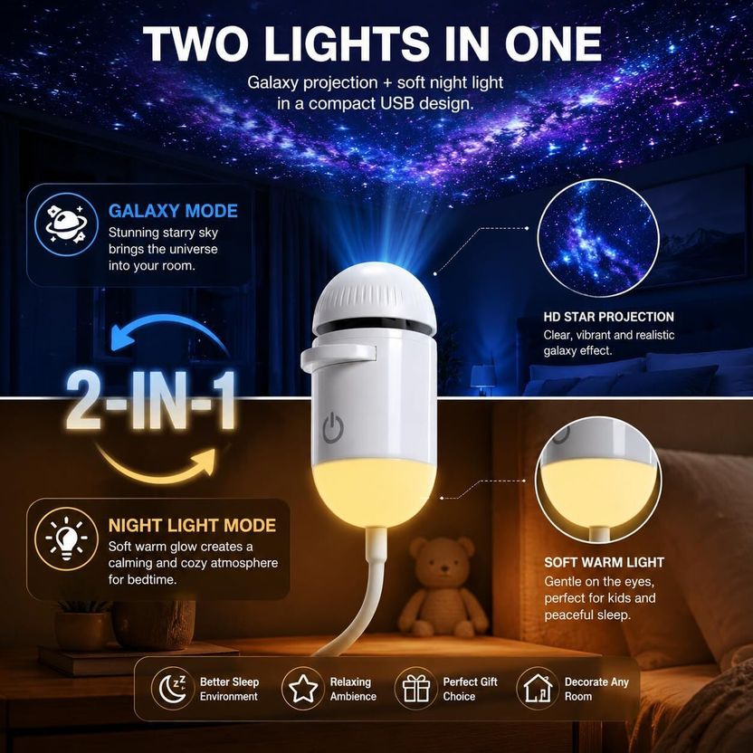 DRAVYA WILLA Galaxy Projector Light with 6 Slides - Image 4