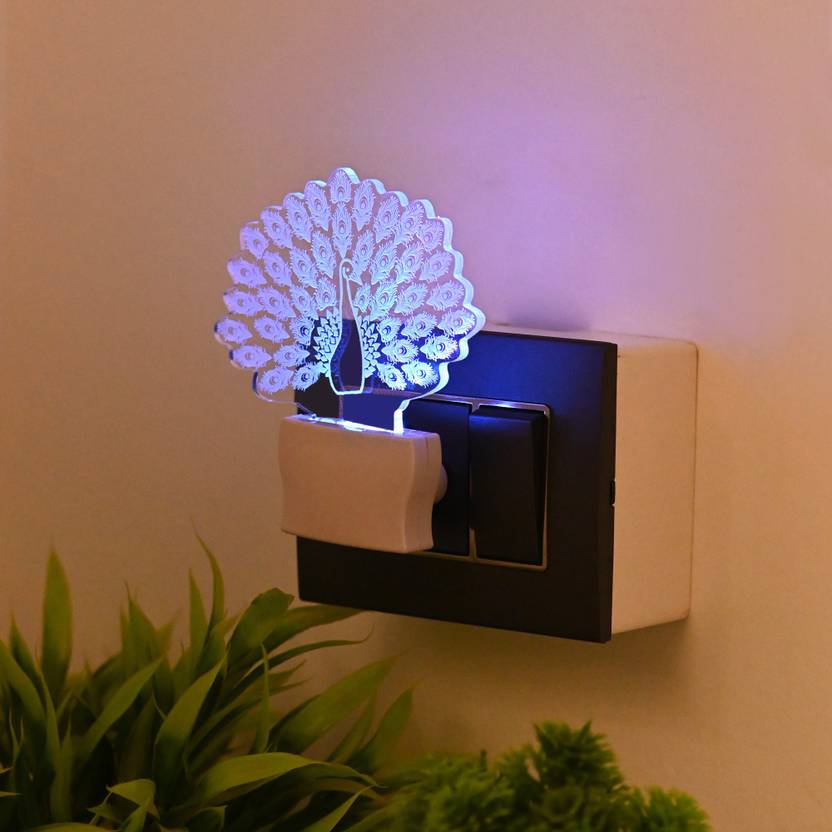 1st Time Plug & Play 3D Illusion Effect Peacock Shape LED Night Lamp