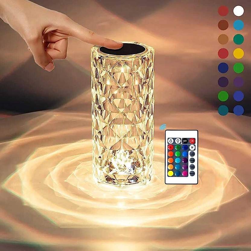 agrawal Diamond LED Crystal Lamp 16 Colors Changing Remote and Touch Control Desk Lamp Table Lamp