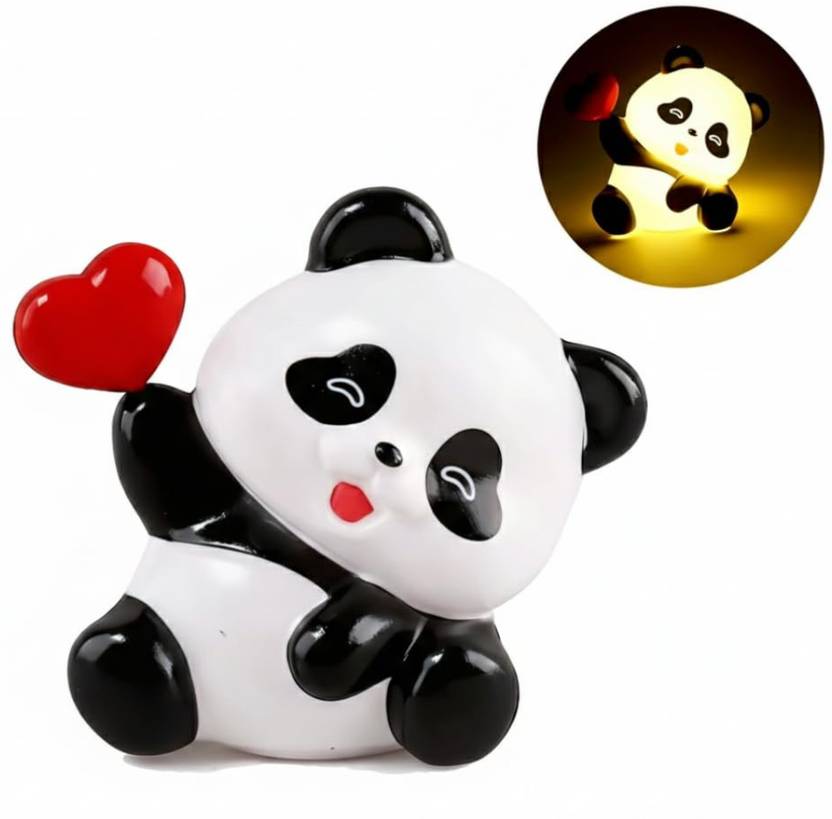 Bloombec Mini Heart Panda Night Lamp – Yellow LED Decorative Lamp for Kids, Girls, Boys Night Lamp