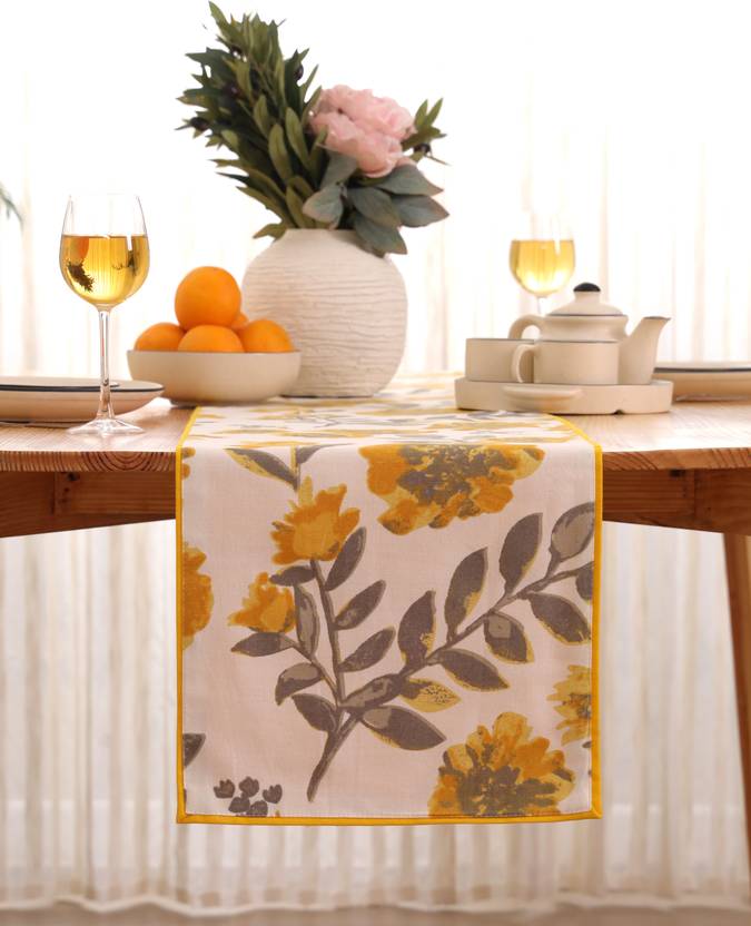 BILBERRY Furnishing By Preeti Grover Yellow 13 cm Table Runner