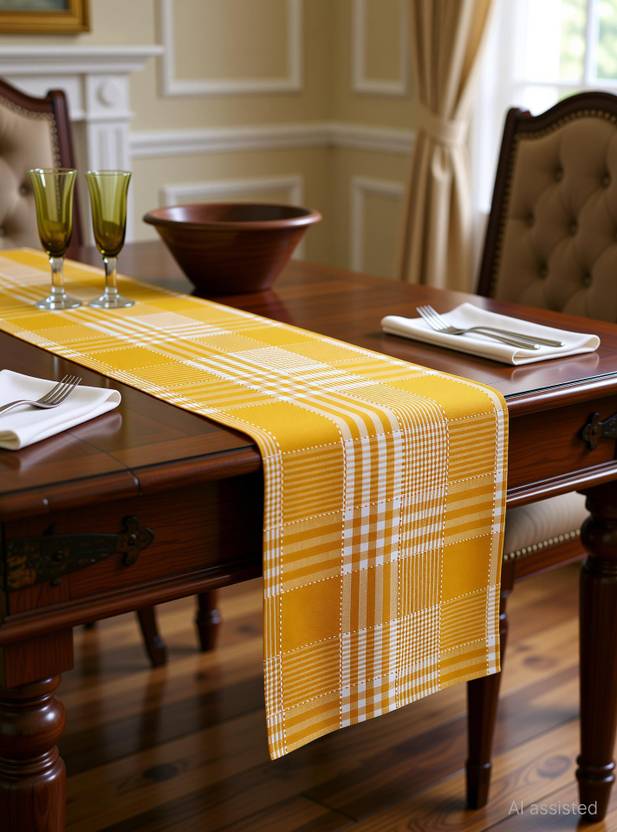 AIRWILL Yellow 152 cm Reversible Table Runner
