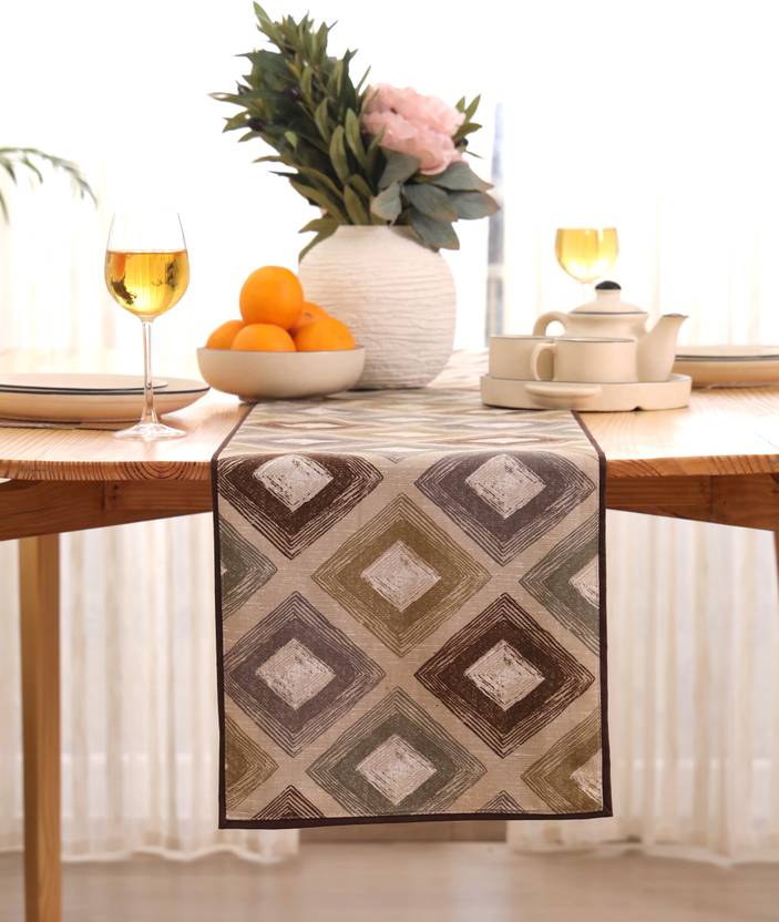BILBERRY Furnishing By Preeti Grover Brown 13 cm Table Runner
