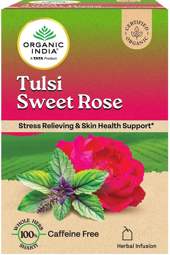 Tata Organic India Tulsi Sweet ROSE Tea Bags Rose Green Tea Bags