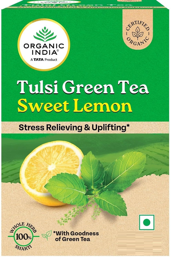 Tata Organic India Tulsi Sweet Lemon Tea Bags Lemon Green Tea