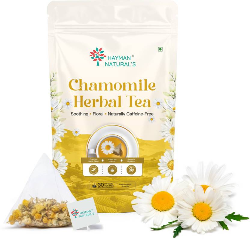 HAYMAN NATURAL'S Chamomile Herbal Tea-30 Pyramid Tea Bags,Caffeine Free,Calm & Relax Tea Herbal Tea Pouch
