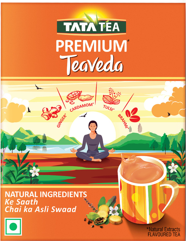 Tata Tea Premium Teaveda Tulsi, Cardamom, Ginger Black Tea Box