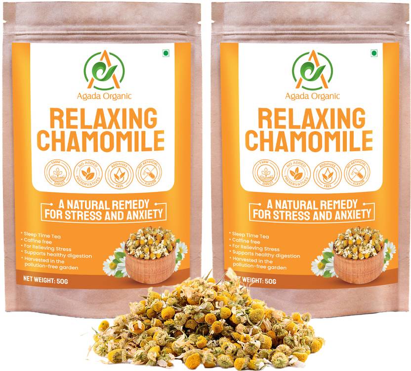 AGADA ORGANIC RELAXING CHAMOMILE FLOWER TEA HELPS IN ANXIETY RELIFE