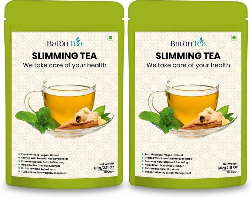 Baton Tea Slimming Tea For Weight Loss | Natural Blend of Green Tea & Lemongrass Mint Herbal Tea Pouch