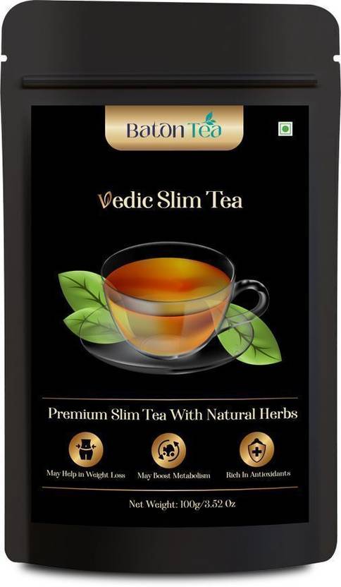 Baton Tea Vedic Slim Tea For Body Detox-100gm Loose Leaf Improve Digestion No Side Effects Mint Green Tea Pouch
