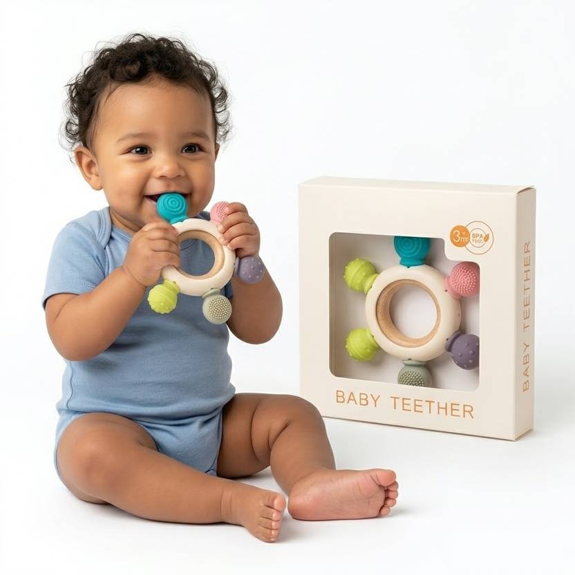 Luxella Kids Silicone Teether for Gum Massage, Chewing Comfort & Sensory Activity Teether