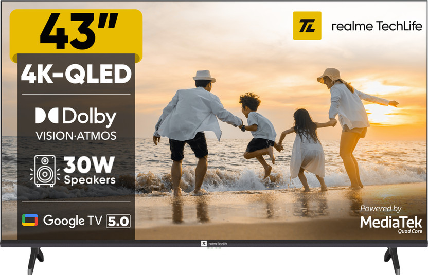 realme TechLife 109 cm (43 inch) QLED Ultra HD (4K) Smart Google