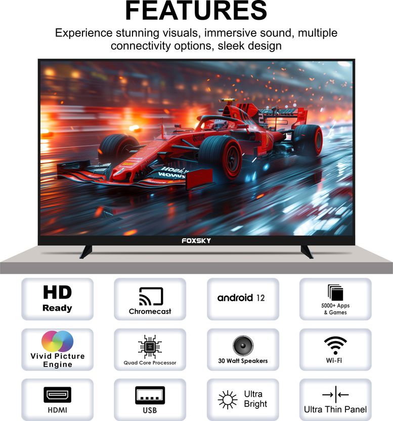 Foxsky 43 inch QLED Full HD Smart Android TV 2026 Edition - Image 2