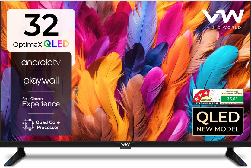 VW OptimaX Series 80 cm (32 inch) QLED HD Ready Smart Android TV